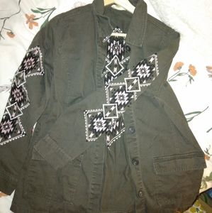 Olive Green Altar'd State Collared Shirt/Jacket